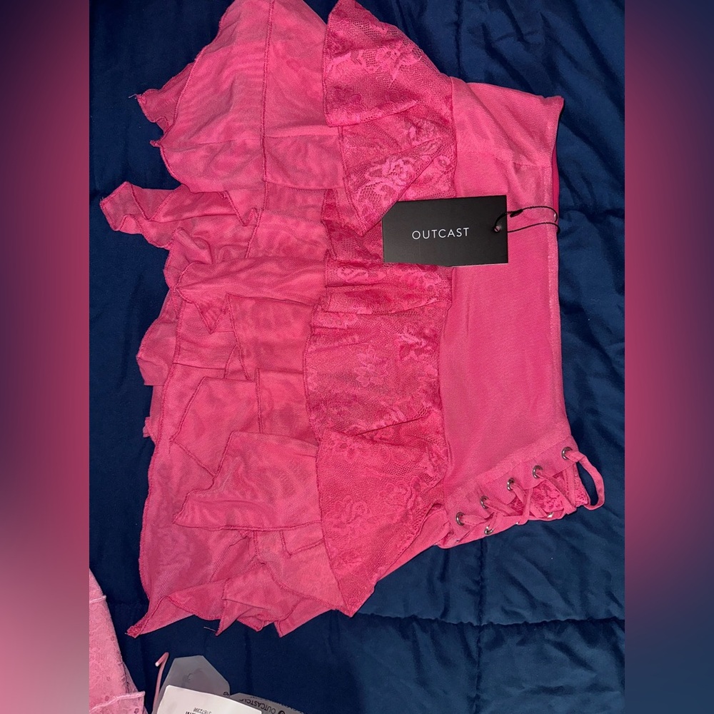 Outcast Pink Lace Mini Skirt